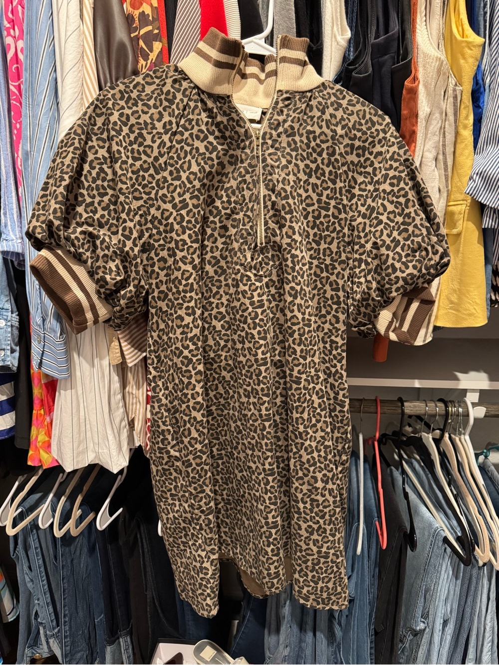 entro Leopard Print Polo Dress in Brown and Tan